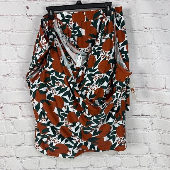 Honey Mark plus size swimsuit 2 piece tankini shorts Brown Wrap Sleeveless 4XL - Picture 6 of 8